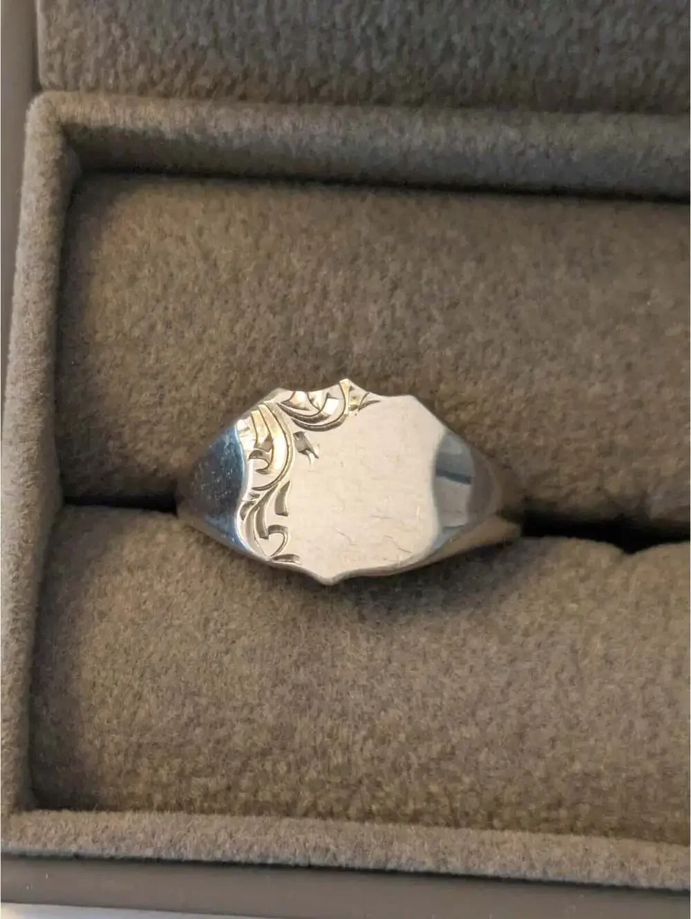 antique british sterling silver shield signet ring
